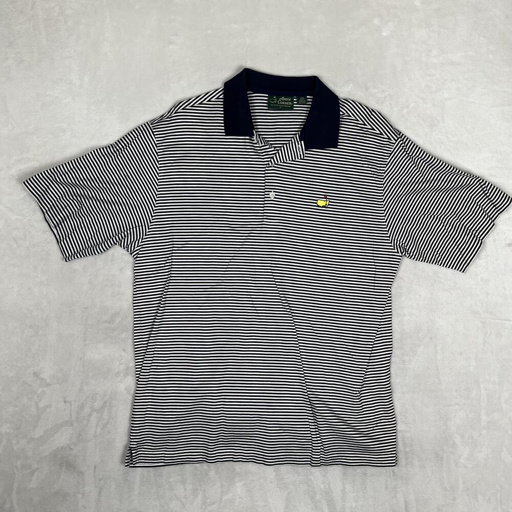 Masters Amen Corner Shirt Mens Large Blue Golf Stripe Pima Cotton Polo Hong Kong